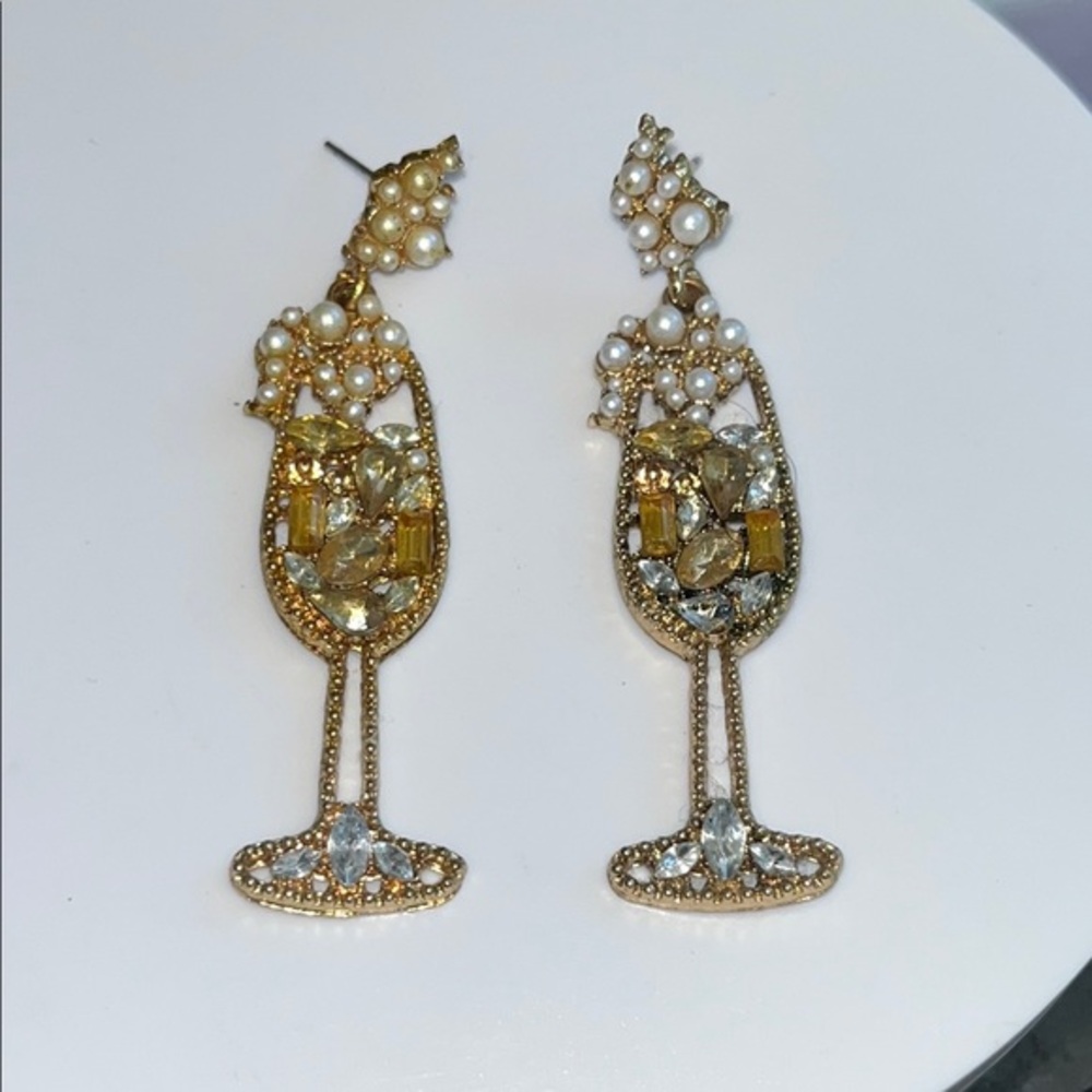 Kitschy Gold and Silver Cocktail Earrings